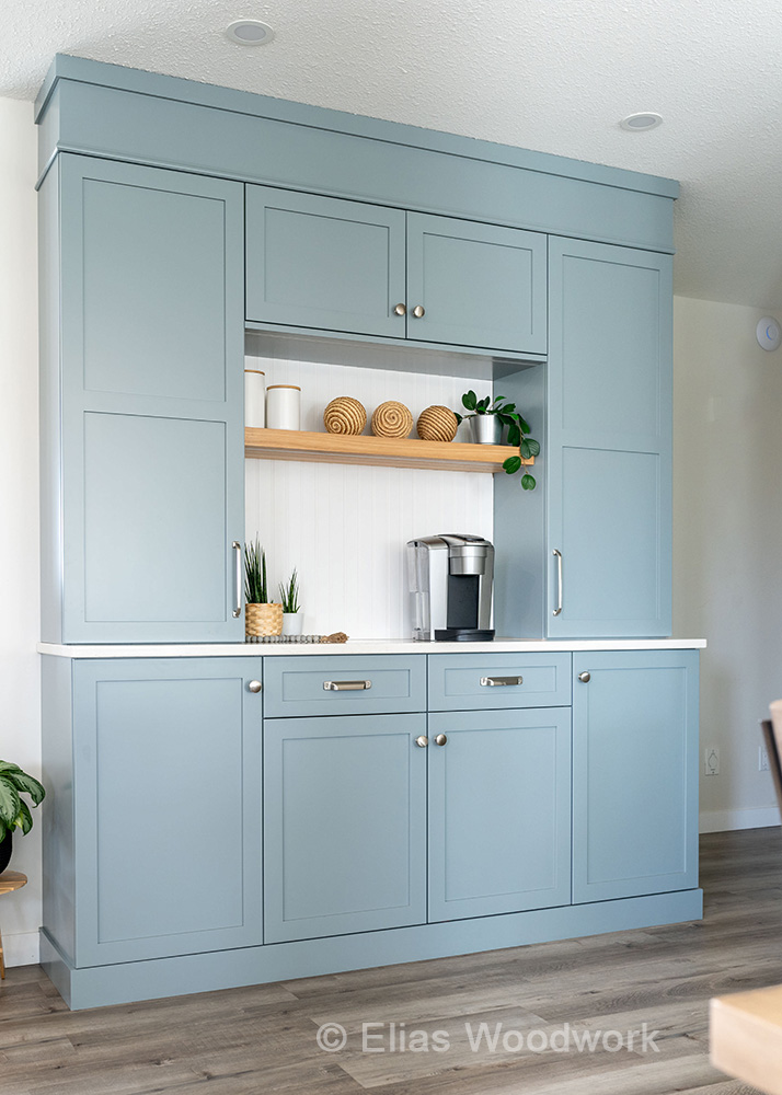 Blue & White Painted Kitchen with Hickory Accents